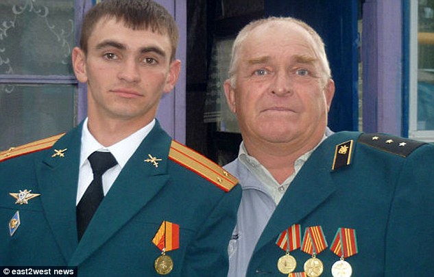 Brave: Prokhorenko (left), 25, a lieutenant in the Russian special forces, has been hailed as a hero ever since